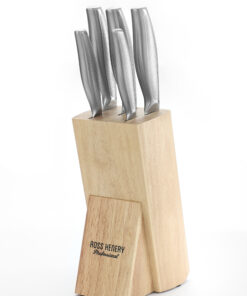 Japanese Style Chef's 5 Piece Knife Set In Oak Wooden Block